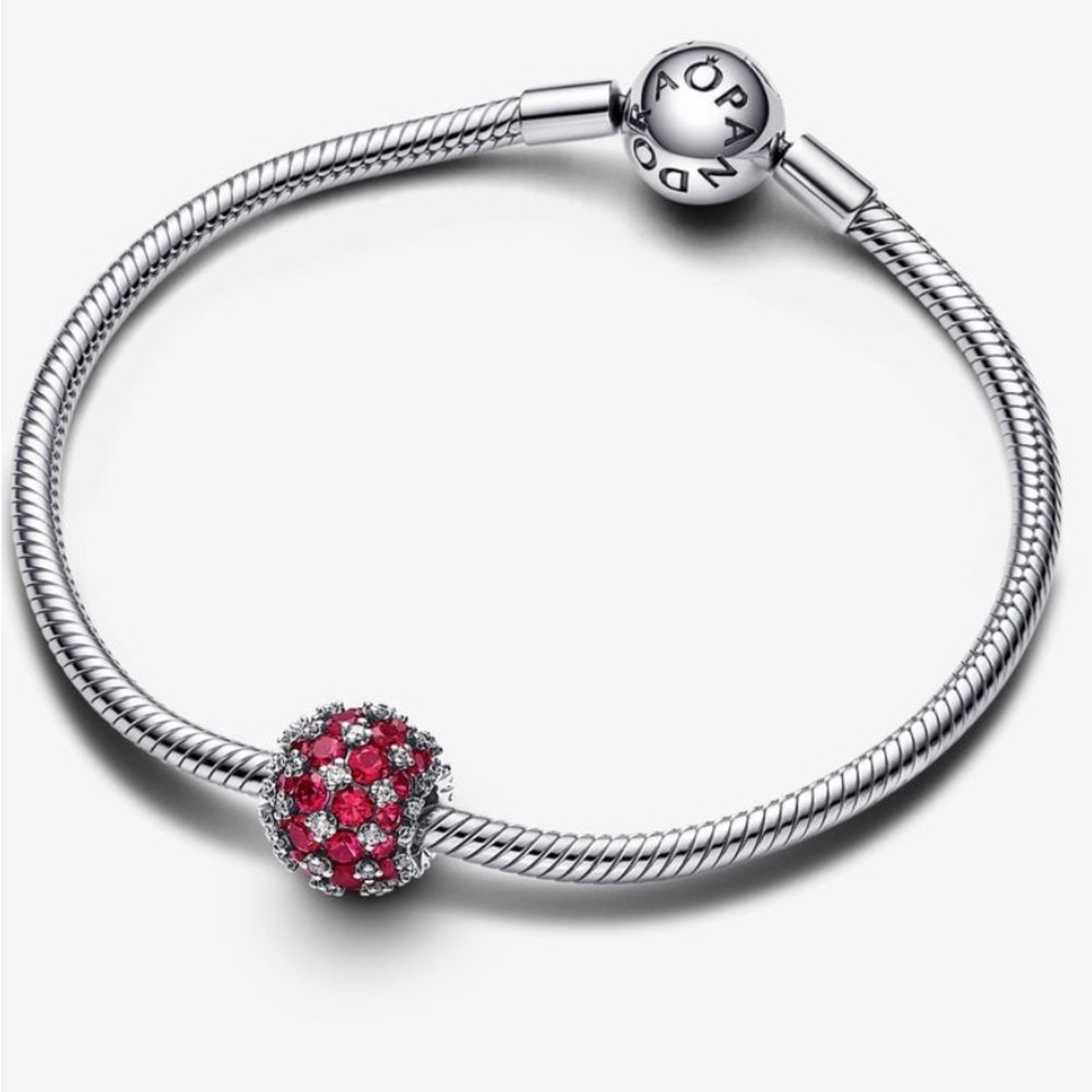 PANDORA Sparkling Pavé Round Pink Charm w/box - Picture 9 of 11